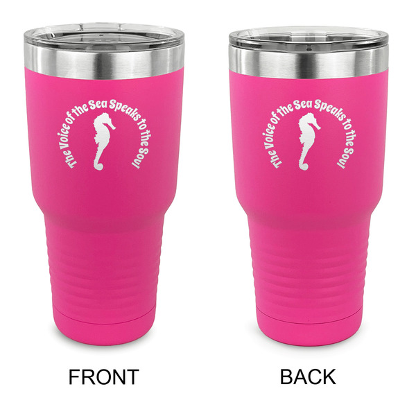 Custom Sea Horses 30 oz Stainless Steel Tumbler - Pink - Double Sided (Personalized)