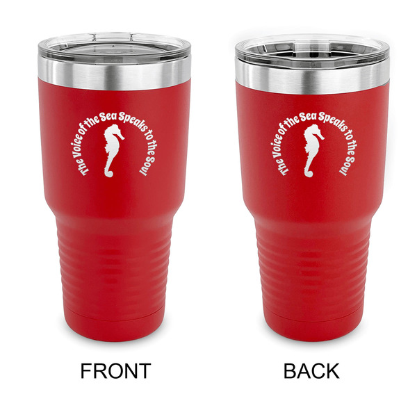 Custom Sea Horses 30 oz Stainless Steel Tumbler - Red - Double Sided (Personalized)