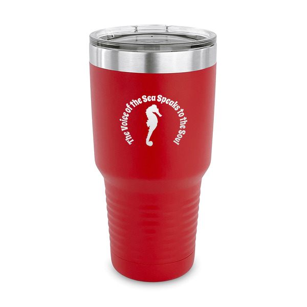 Custom Sea Horses 30 oz Stainless Steel Tumbler - Red - Single Sided (Personalized)