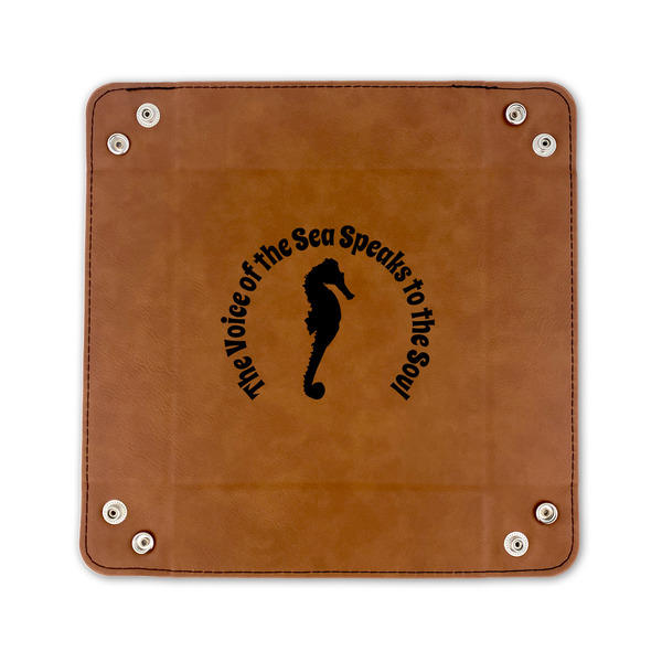 Sea Horses 6" x 6" Leatherette Snap Up Tray - FLAT FRONT