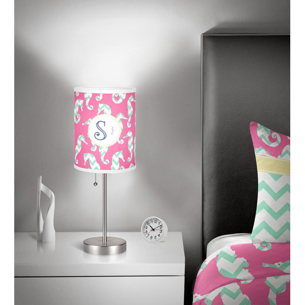 Sea Horses 7 inch drum lamp shade - in room