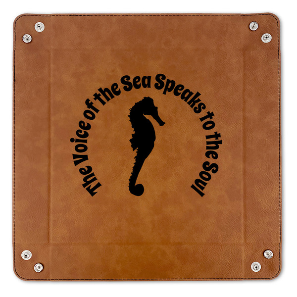 Sea Horses 9" x 9" Leatherette Snap Up Tray - APPROVAL (FLAT)