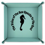 Sea Horses Teal Faux Leather Valet Tray (Personalized)