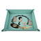 Sea Horses 9" x 9" Teal Leatherette Snap Up Tray - STYLED