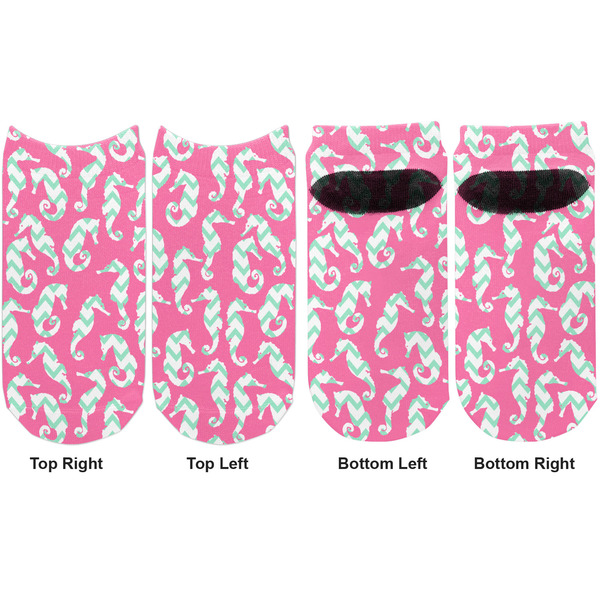 Sea Horses Adult Ankle Socks - Double Pair - Front and Back - Apvl