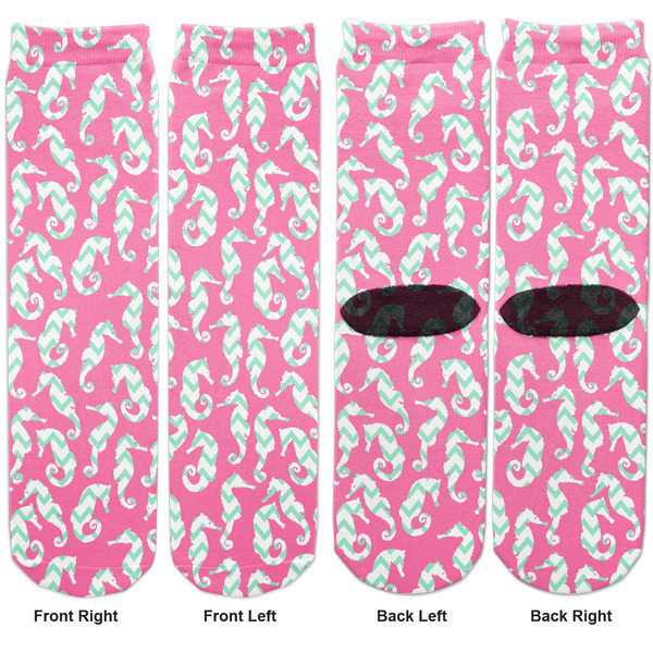 Sea Horses Adult Crew Socks - Double Pair - Front and Back - Apvl