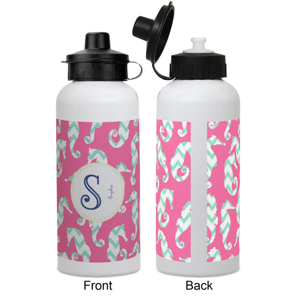Sea Horses Aluminum Water Bottle - White APPROVAL