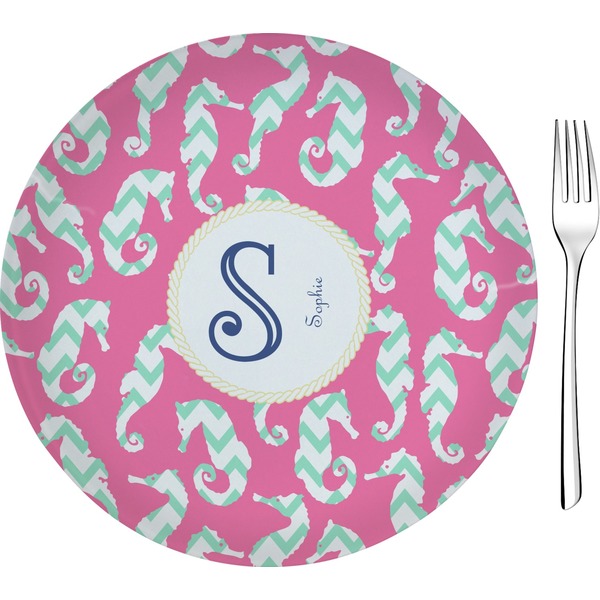 Custom Sea Horses Glass Appetizer / Dessert Plate 8" (Personalized)