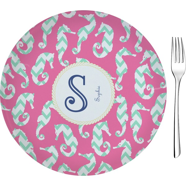 Custom Sea Horses 8" Glass Appetizer / Dessert Plates - Single or Set (Personalized)