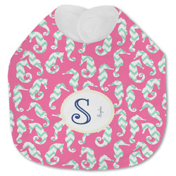 Sea Horses Jersey Knit Baby Bib w/ Name and Initial