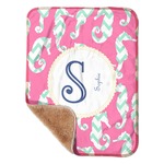 Sea Horses Sherpa Baby Blanket - 30" x 40" w/ Name and Initial