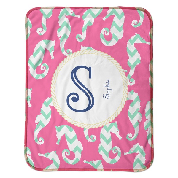 Sea Horses Baby Sherpa Blanket - Flat