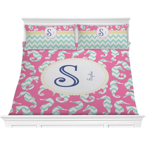 Custom Sea Horses Comforter Set - King (Personalized)