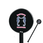 Sea Horses 5.5" Round Plastic Stir Sticks - Black - Single Sided (Personalized)