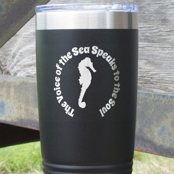 Sea Horses Black Polar Camel Tumbler - 20oz - Close Up