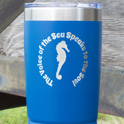 Sea Horses 20 oz Stainless Steel Tumbler - Royal Blue - Single Sided (Personalized)