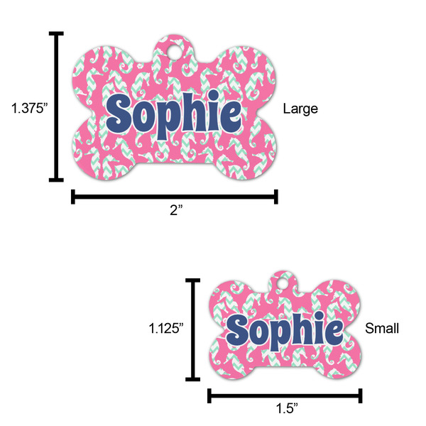 Sea Horses Bone Shaped Dog ID Tag - Large - Scale
