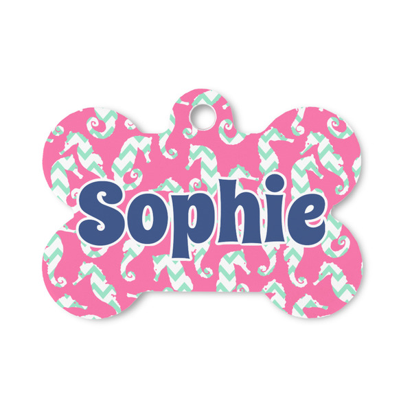 Custom Sea Horses Bone Shaped Dog ID Tag - Small (Personalized)