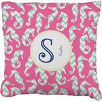 Sea Horses Faux-Linen Throw Pillow 16" (Personalized)