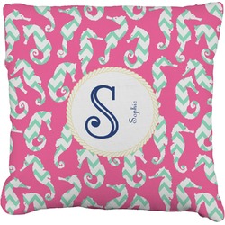 Sea Horses Faux-Linen Throw Pillow 16" (Personalized)