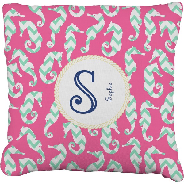 Custom Sea Horses Faux-Linen Throw Pillow 16" (Personalized)