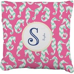 Sea Horses Faux-Linen Throw Pillow 18" (Personalized)