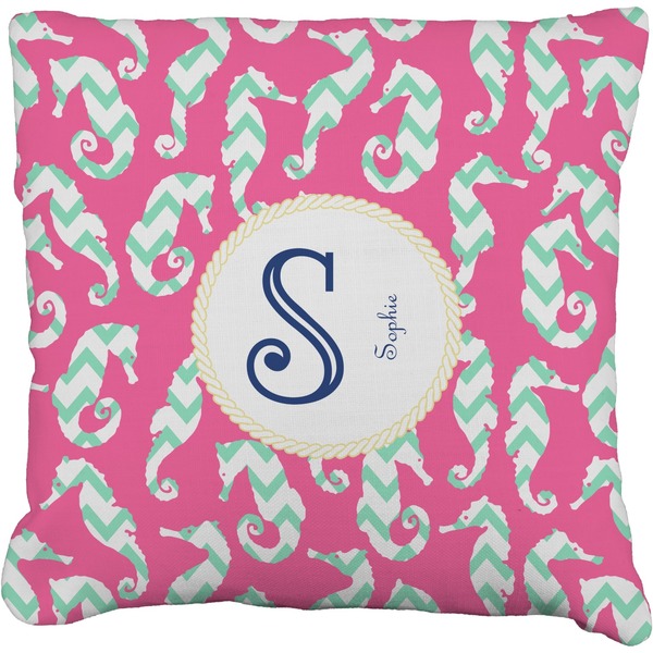 Custom Sea Horses Faux-Linen Throw Pillow 18" (Personalized)