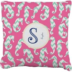 Sea Horses Faux-Linen Throw Pillow 20" (Personalized)