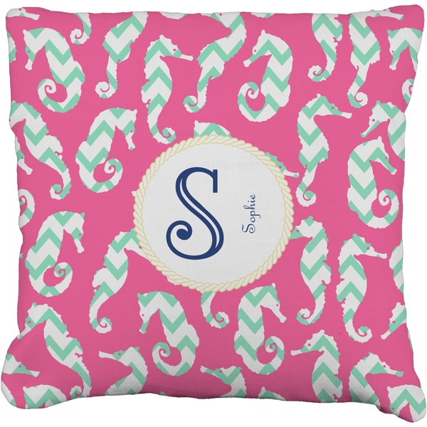 Custom Sea Horses Faux-Linen Throw Pillow 20" (Personalized)