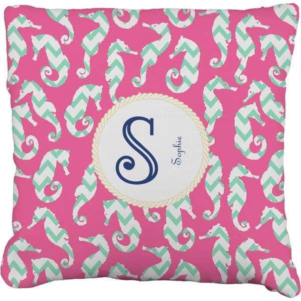 Custom Sea Horses Faux-Linen Throw Pillow 26" (Personalized)