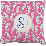 Sea Horses Faux-Linen Throw Pillow (Personalized)