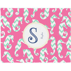 Sea Horses Woven Fabric Placemat - Twill w/ Name and Initial