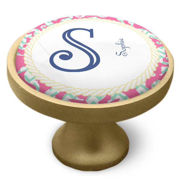 Sea Horses Cabinet Knob - Gold - Side