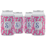 Sea Horses Can Cooler (12 oz) - Set of 4 w/ Name and Initial