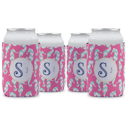 Sea Horses Can Cooler (12 oz) - Set of 4 w/ Name and Initial