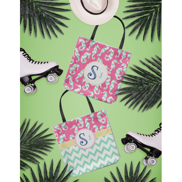 Sea Horses Canvas Tote Lifestyle Front and Back- 13x13
