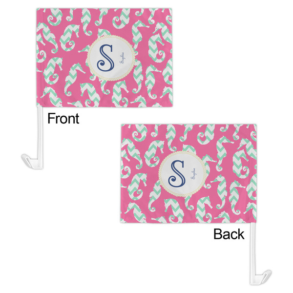 Sea Horses Car Flag - 11" x 8" - Front & Back View
