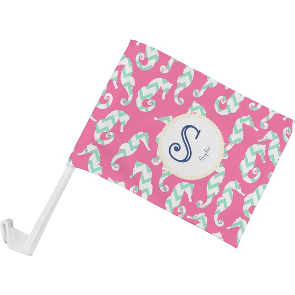 Custom Sea Horses Car Flag - Small w/ Name and Initial