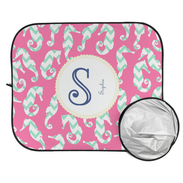 Sea Horses Car Sun Shades - FOLDED & UNFOLDED