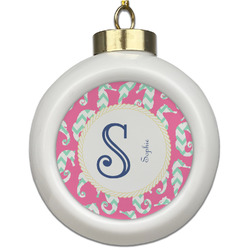 Sea Horses Ceramic Ball Ornament (Personalized)