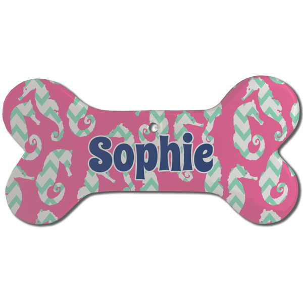 Sea Horses Ceramic Flat Ornament - Bone Front