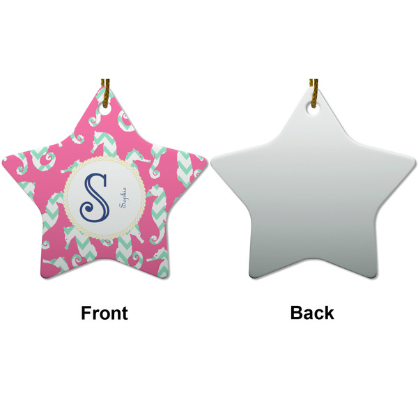 Sea Horses Ceramic Flat Ornament - Star Front & Back (APPROVAL)