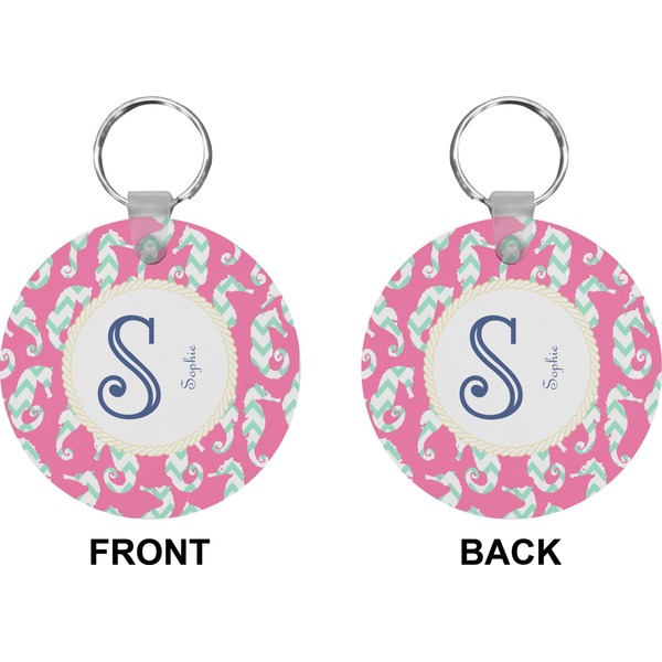 Sea Horses Circle Keychain (Front + Back)