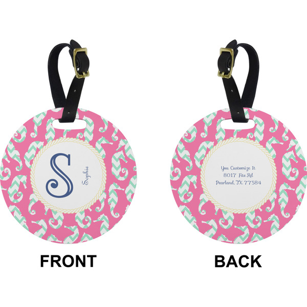 Sea Horses Circle Luggage Tag (Front + Back)