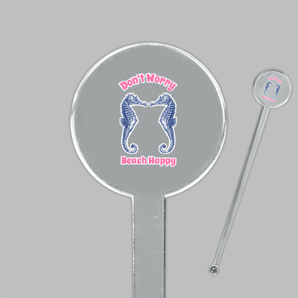 Sea Horses Clear Plastic 7" Stir Stick - Round - Closeup