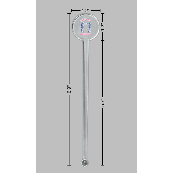 Sea Horses Clear Plastic 7" Stir Stick - Round - Dimensions