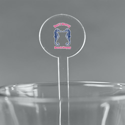 Sea Horses 5.5" Round Plastic Stir Sticks - Clear (Personalized)
