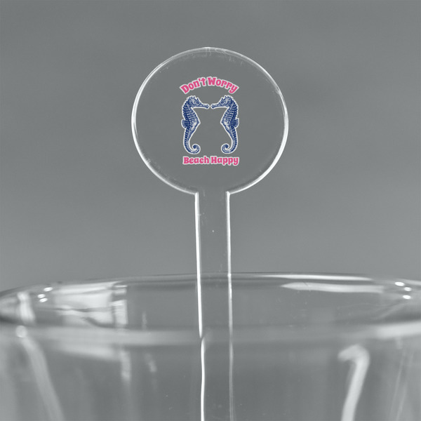 Custom Sea Horses 5.5" Round Plastic Stir Sticks - Clear (Personalized)