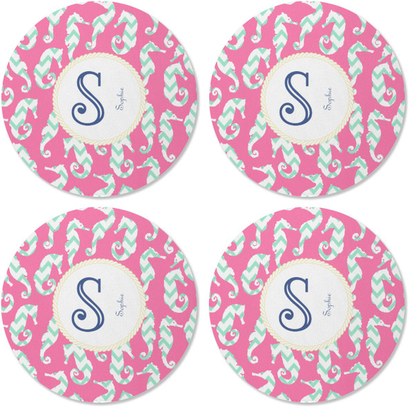 Sea Horses Coaster Round Rubber Back - Apvl