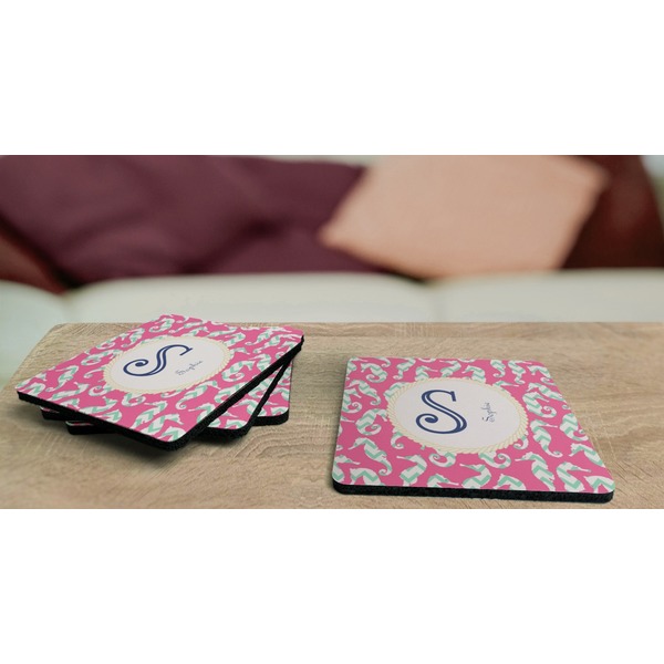 Sea Horses Coaster Rubber Back - On Coffee Table